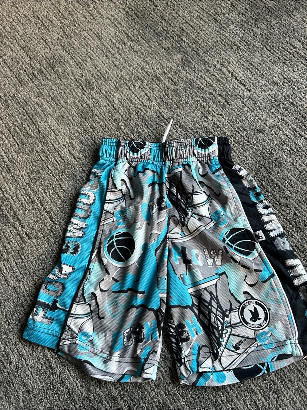 Flow Society Basketball Print Athletic Shorts (size Y-S)